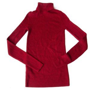 Uniqlo Womens 100% Wool Red Turtleneck Sweater